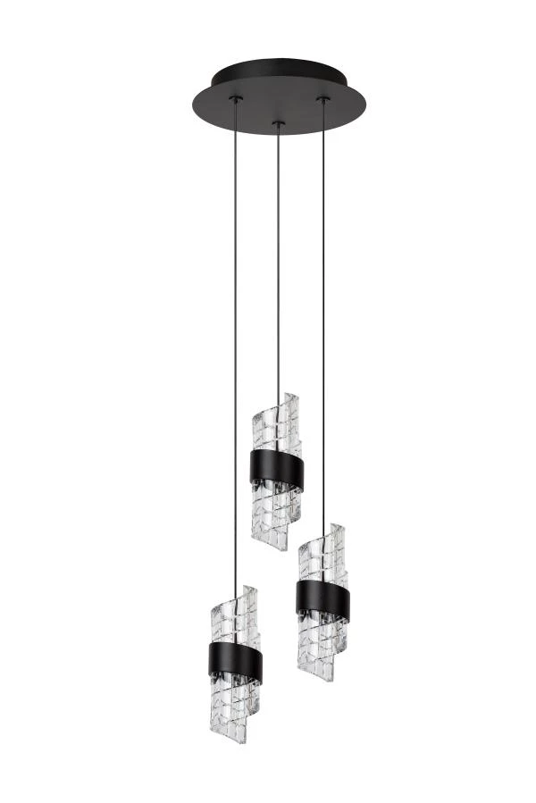 Lucide KLIGANDE - Hanglamp - Ø 25 cm - LED Dimb. - 3x8W 2700K - Zwart - uit